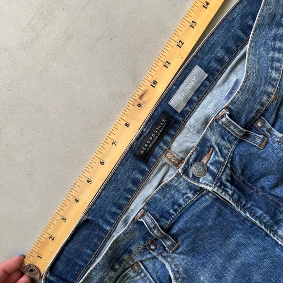 Aeropostale Women’s Skinny Jeans 32x30 – Distressed Ripped Blue Denim – Y2K Grun - Picture 7 of 11
